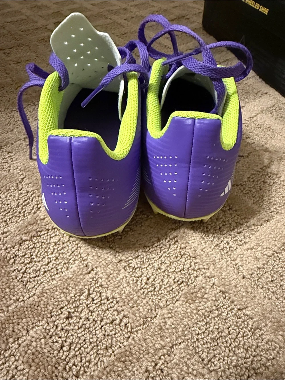 adidas Kids Purple & Lime Soccer Sneakers